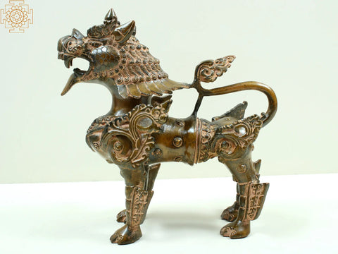9" Pair of Tibetan Buddhist Temple Lions