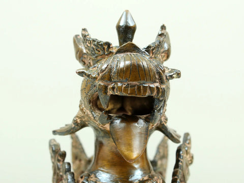 9" Pair of Tibetan Buddhist Temple Lions