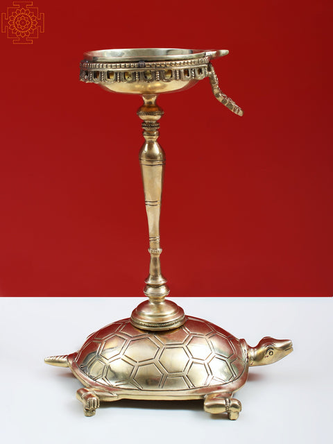 9" Brass Diya on Tortoise