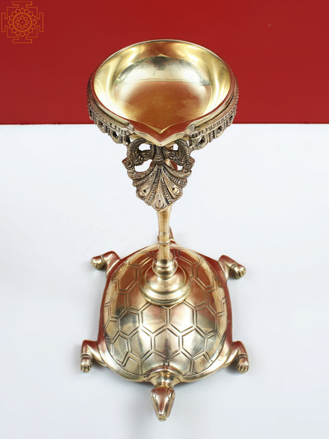 9" Brass Diya on Tortoise