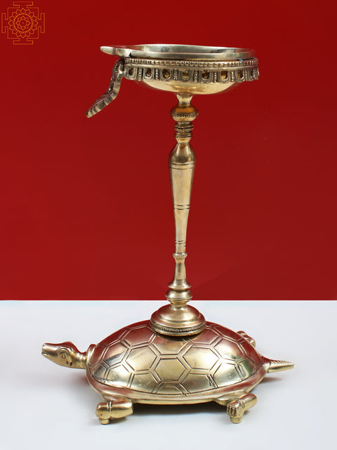 9" Brass Diya on Tortoise