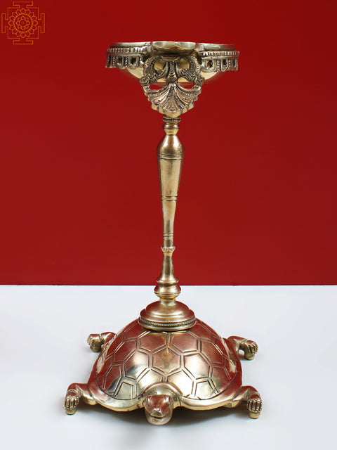 9" Brass Diya on Tortoise