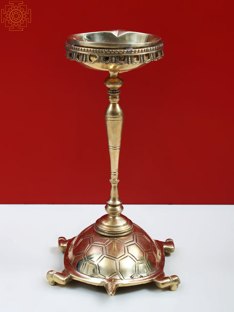 9" Brass Diya on Tortoise