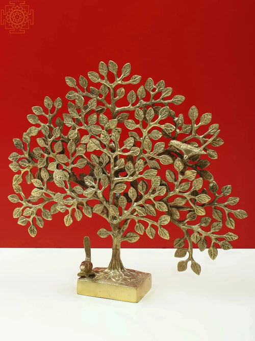 11" Tree of Life with Perched Birds Brass Statue Home Decor