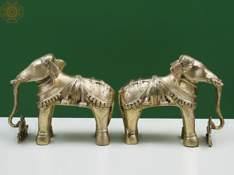 8" Brass Decorative Pair of Elephants