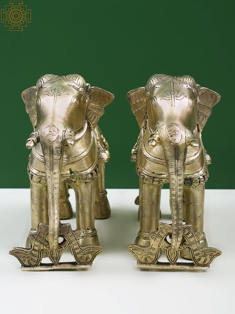 8" Brass Decorative Pair of Elephants