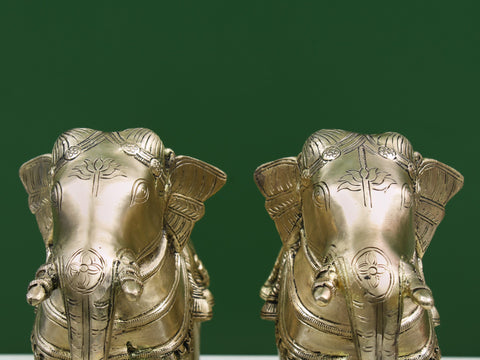 8" Brass Decorative Pair of Elephants