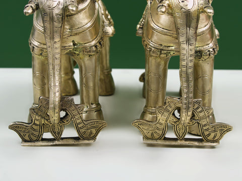 8" Brass Decorative Pair of Elephants