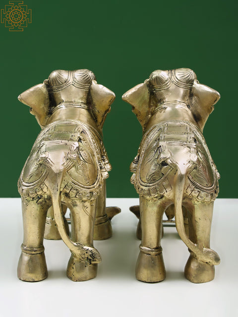8" Brass Decorative Pair of Elephants