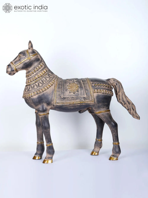 32" Brass Decorative Horse Statue for Home Decor