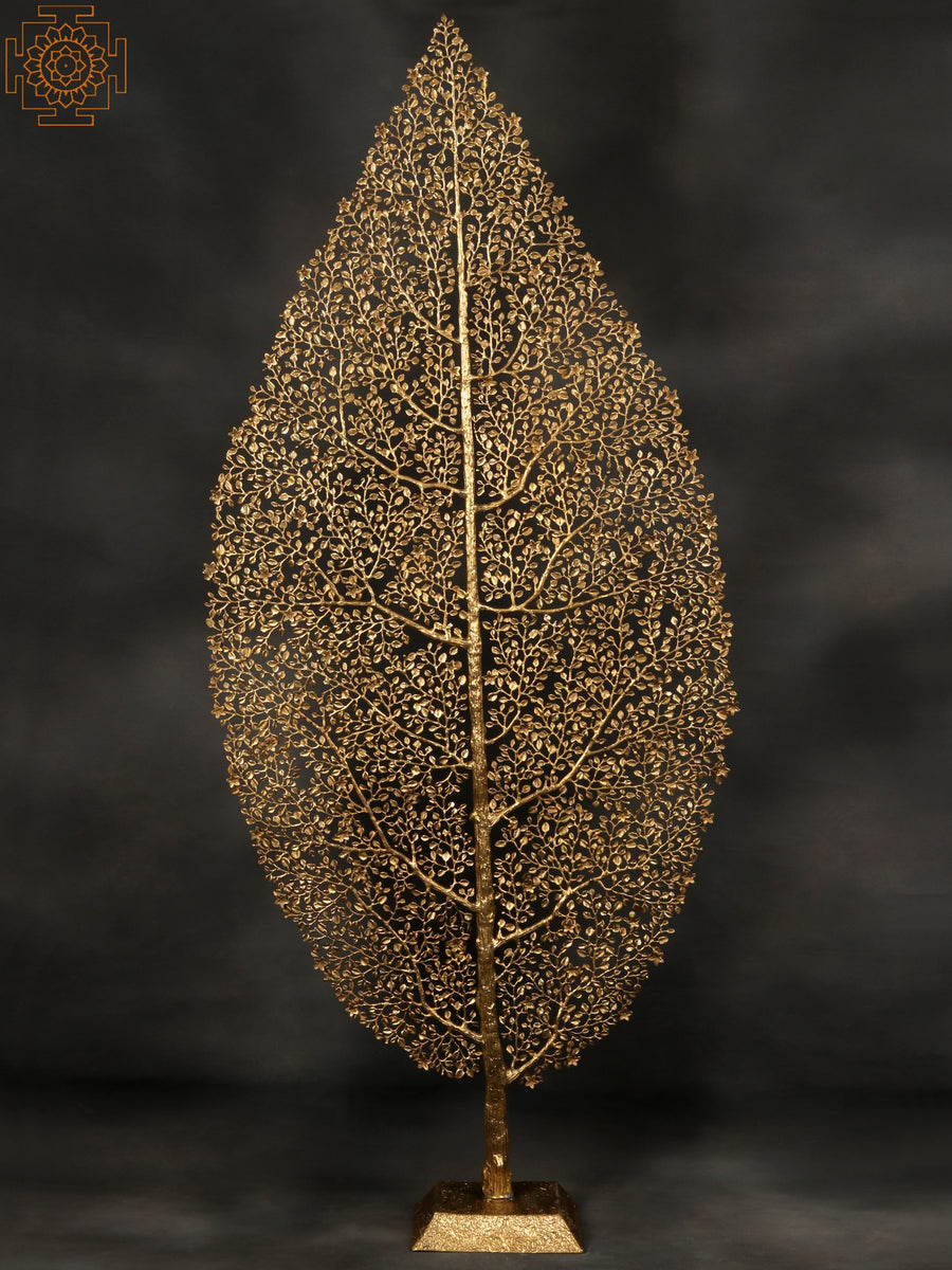83" Large Brass Tree of Life Leaf-Shaped Wall Hanging