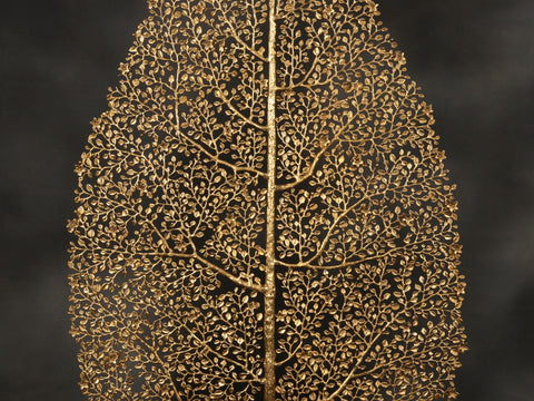 83" Large Brass Leaf Shaped Tree of Life
