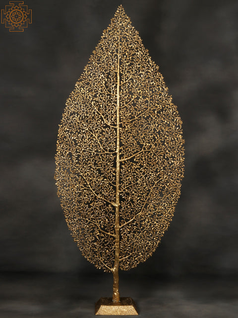 83" Large Brass Leaf Shaped Tree of Life