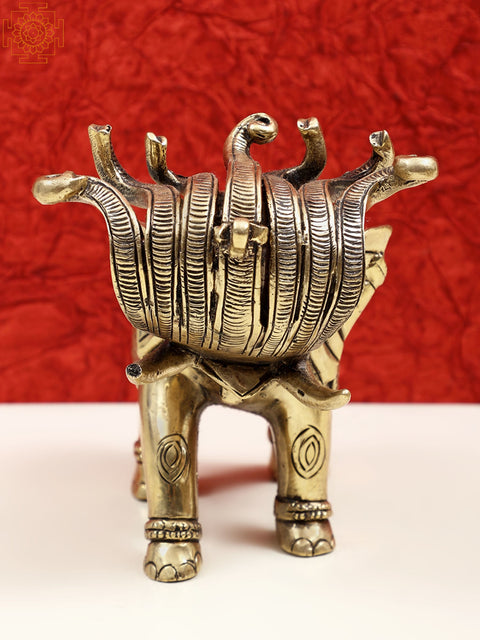 6" Small Brass Engraved Elephant | Handmade