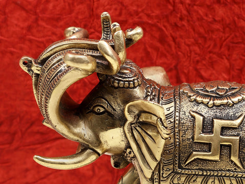 6" Small Brass Engraved Elephant | Handmade