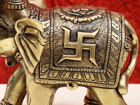 6" Small Brass Engraved Elephant | Handmade