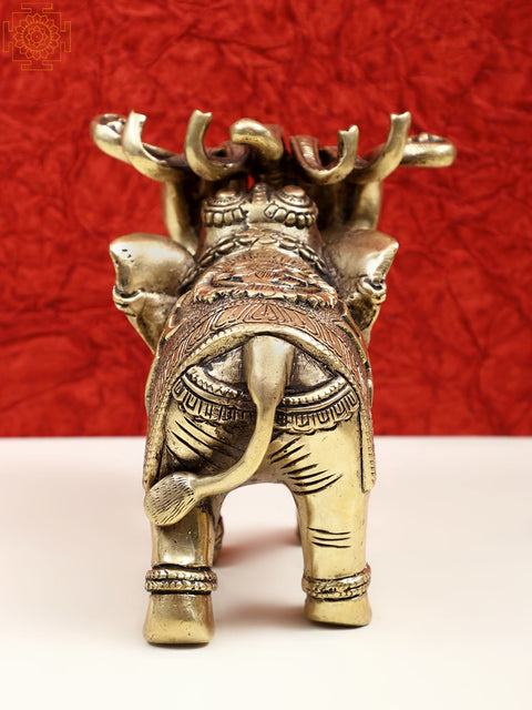 6" Small Brass Engraved Elephant | Handmade