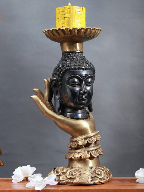 10" Brass Buddha Candle Stand | Handmade
