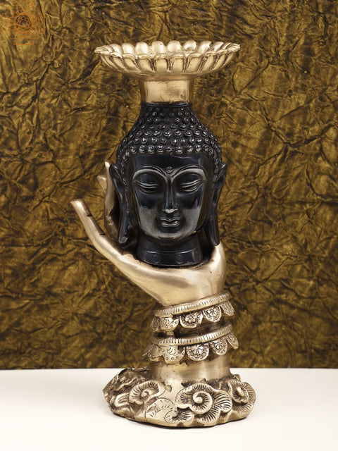 10" Brass Buddha Candle Stand | Handmade