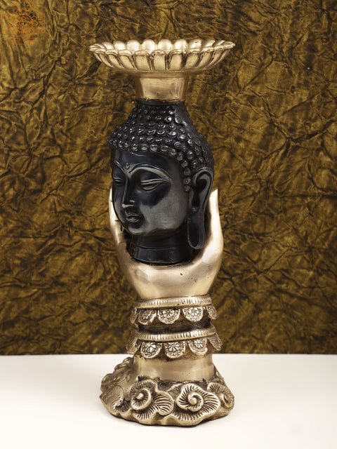 10" Brass Buddha Candle Stand | Handmade