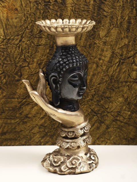 10" Brass Buddha Candle Stand | Handmade