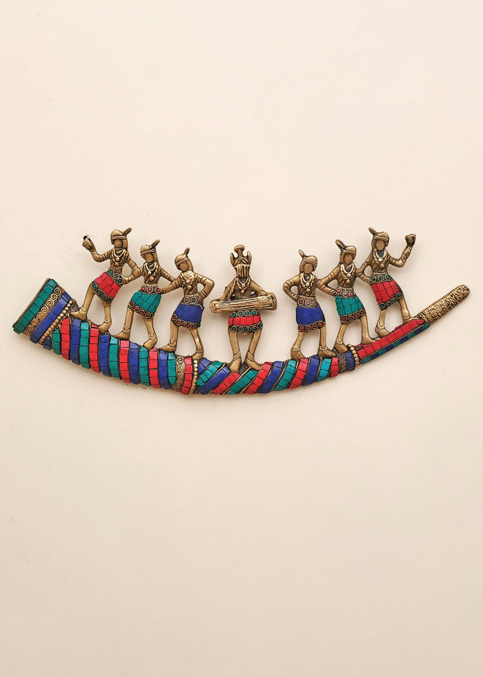 20" Brass Tribal Wall Hanging Handmade with Inlay Work