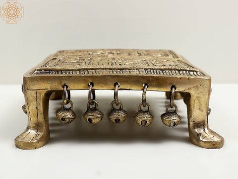 7" Small Brass Pooja Chowki with Ghungroos
