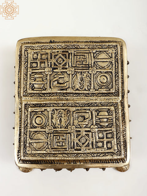 7" Small Brass Pooja Chowki with Ghungroos