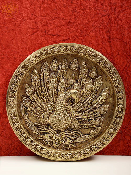 11" Brass Peacock Wall Hanging for Home Decor