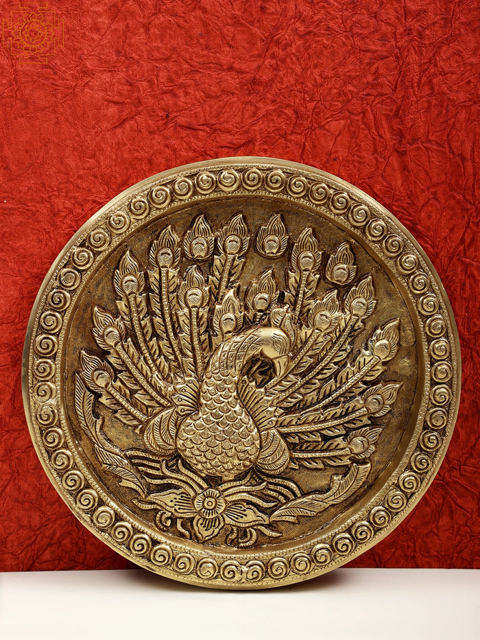11" Brass Peacock Wall Hanging for Home Decor