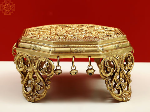 10" Brass Designer Chowki with Ghungroos (Pedestal)