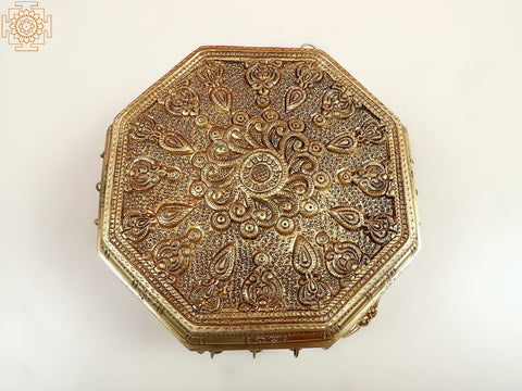 10" Brass Designer Chowki with Ghungroos (Pedestal)