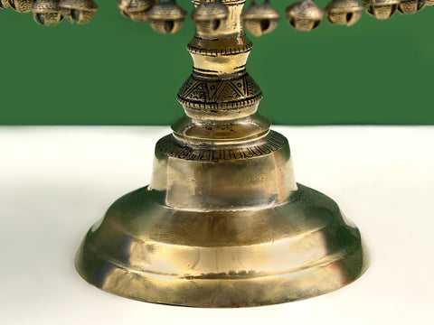 9" Brass Floral Design Pedestal (Chowki) with Ghungroos
