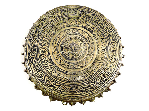 9" Brass Floral Design Pedestal (Chowki) with Ghungroos