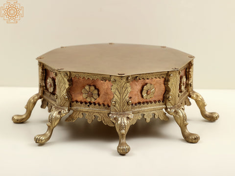 12" Octagon Shape Pedestal (Chowki) in Brass and Copper
