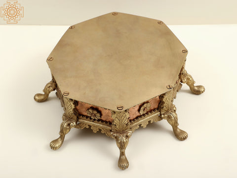 12" Octagon Shape Pedestal (Chowki) in Brass and Copper