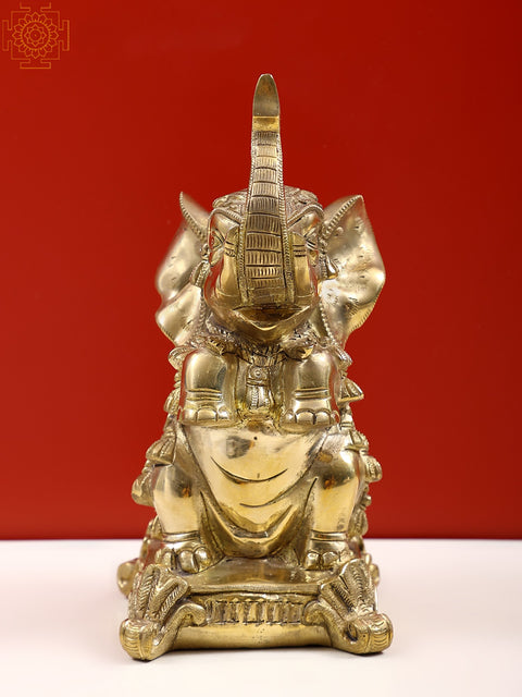 8" Brass Engraved Elephant Statue | Handmade