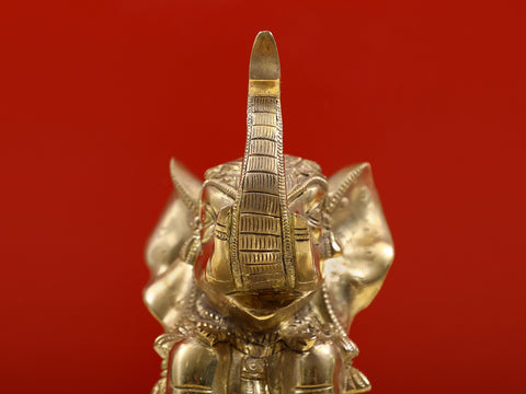 8" Brass Engraved Elephant Statue | Handmade