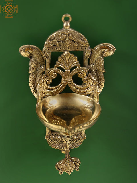 8" Peacock Wall Hanging with Diya