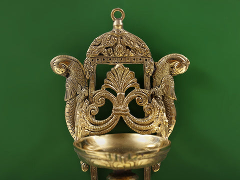 8" Peacock Wall Hanging with Diya