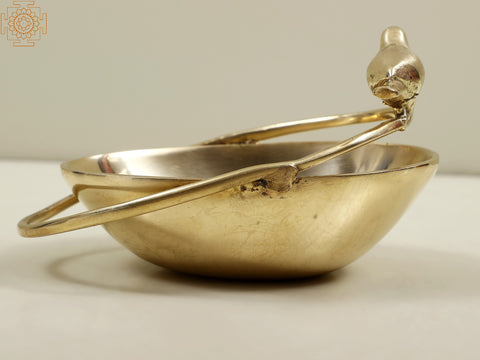 5" Brass Small Bowl with Bird | Indian Kitchen and Dining Utensils