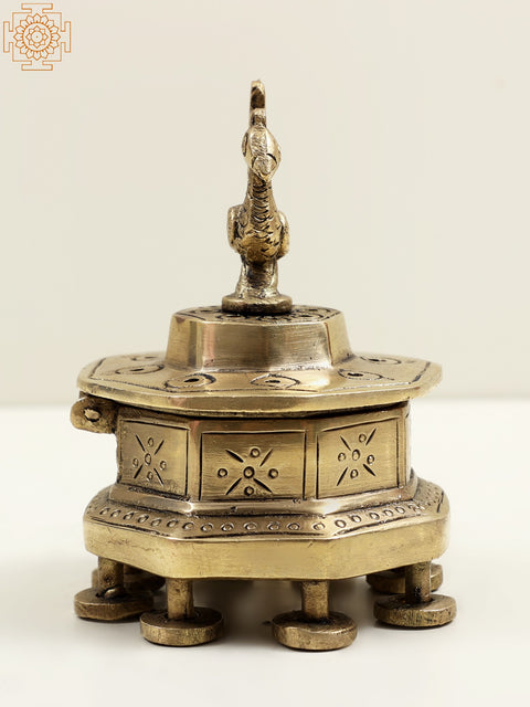 7" Brass Peacock Incense Burner