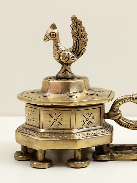 7" Brass Peacock Incense Burner