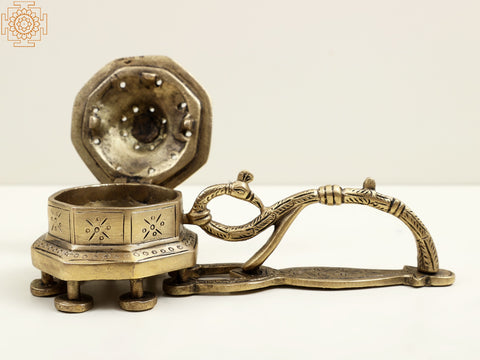 7" Brass Peacock Incense Burner
