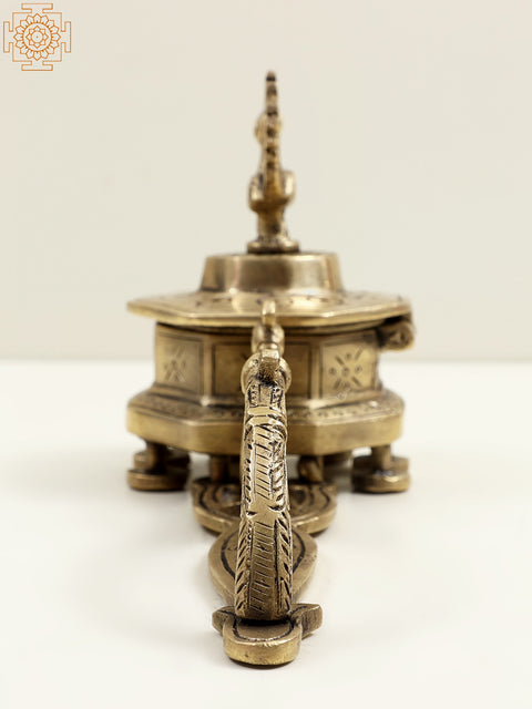 7" Brass Peacock Incense Burner