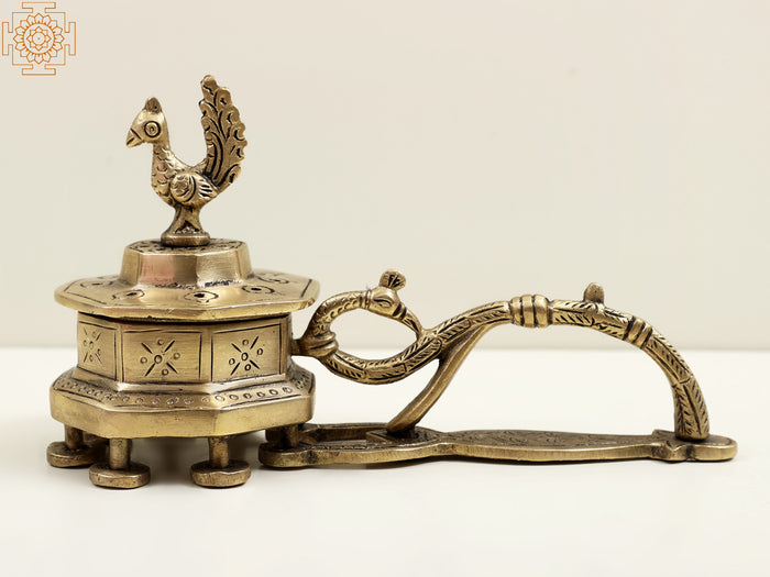 7" Brass Peacock Incense Burner