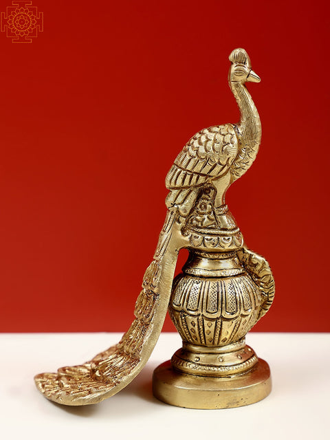 5" Small Brass Decorative Peacock