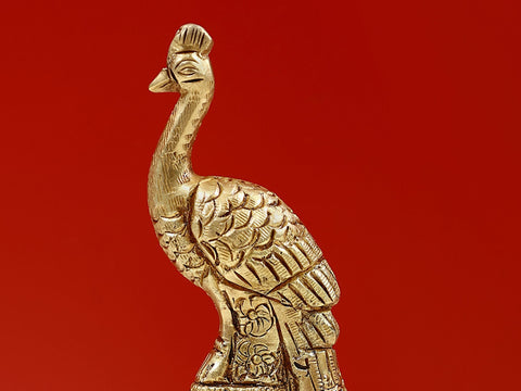 5" Small Brass Decorative Peacock