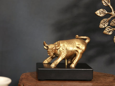 3" Small Brass Bull as Seen on Wall Street (New York) | Handcrafted in India