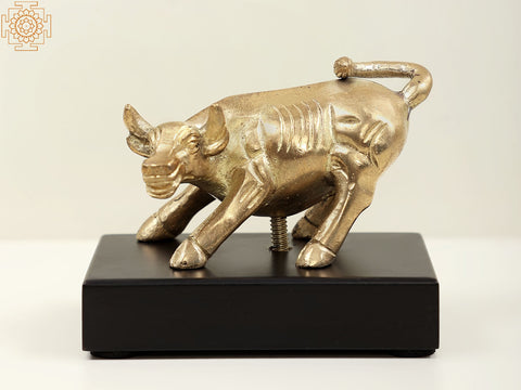 3" Small Brass Bull as Seen on Wall Street (New York) | Handcrafted in India